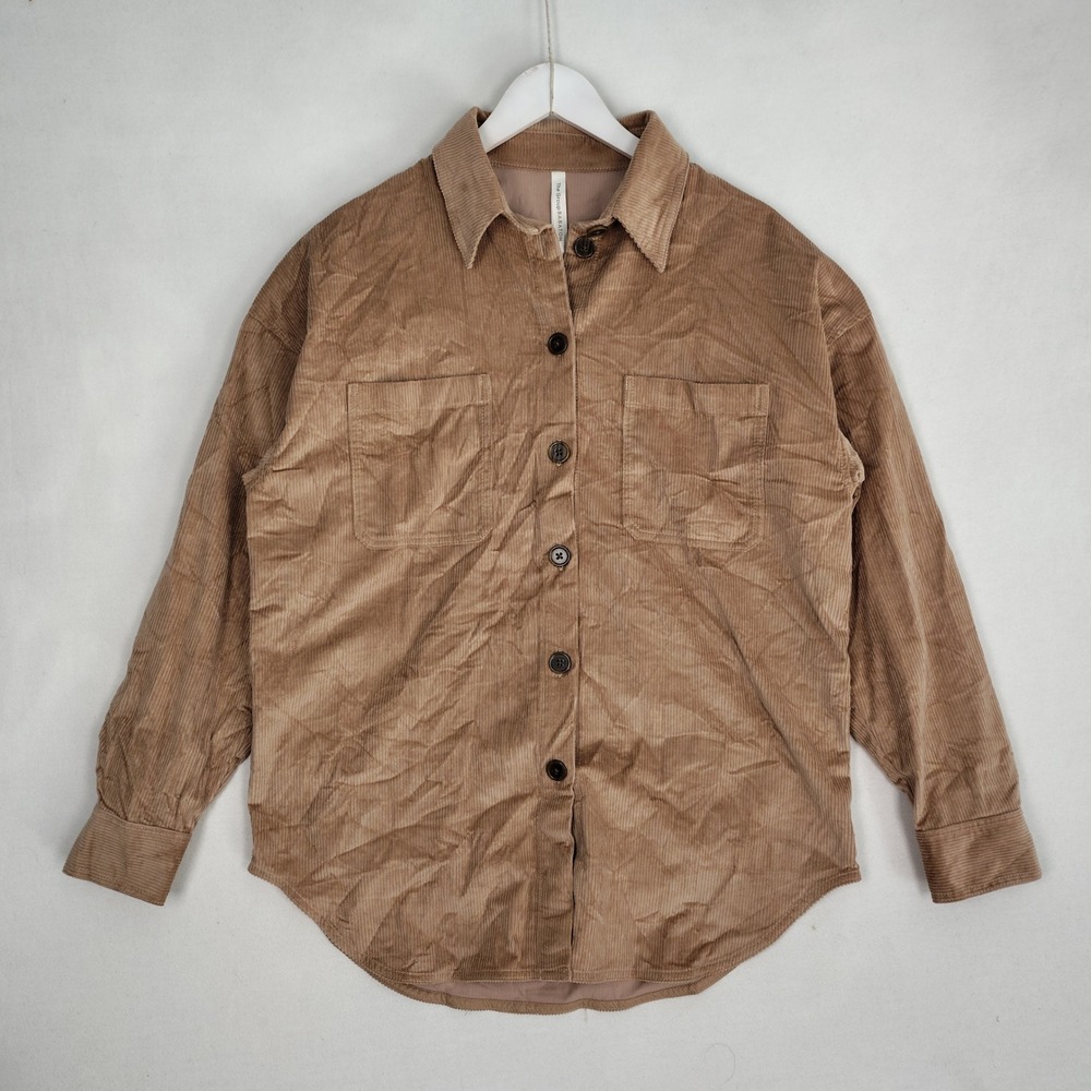 The Group Babaton Tan Corduroy Utility Shirt Button Down 102702 Small